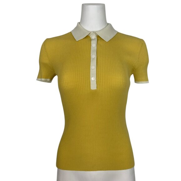 rag & bone Tops - Rag And Bone Libby Short Sleeve Polo Shirt Sweater S Yellow